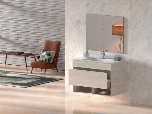 Mueble de baño con patas NEBARI con cajón y lavabo extraplano