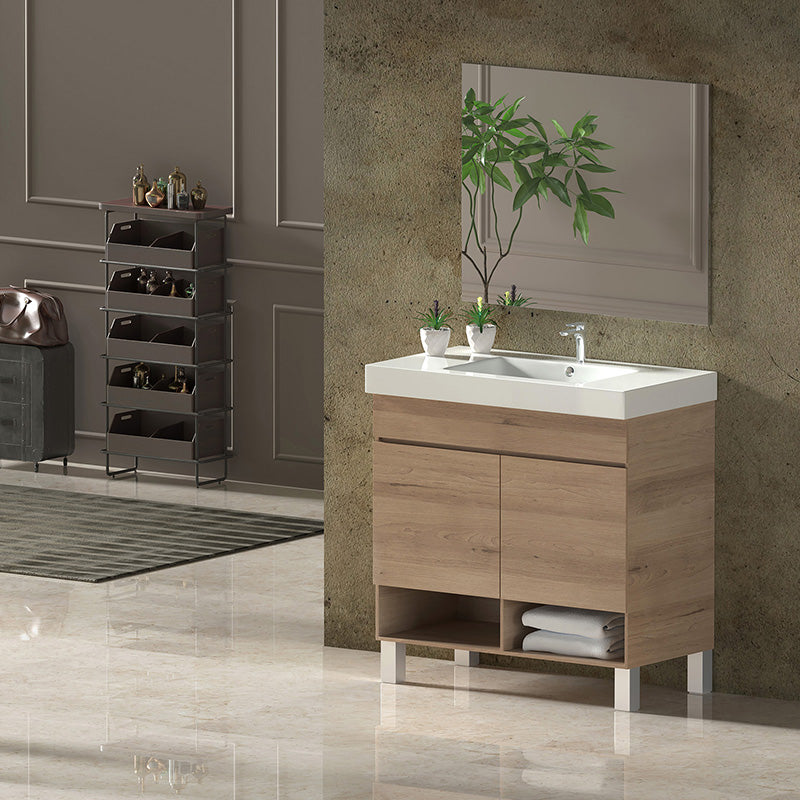 Mueble de baño con patas NEBARI con cajón y lavabo extraplano
