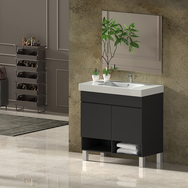 Mueble de baño con patas NEBARI con cajón y lavabo extraplano