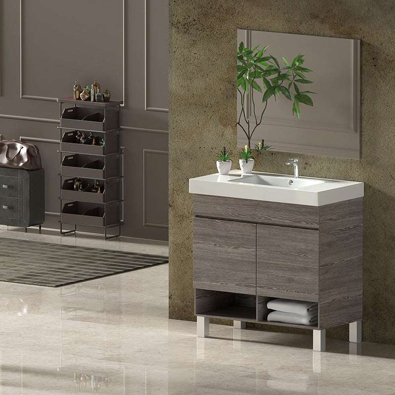 Mueble de baño con patas NEBARI con cajón y lavabo extraplano